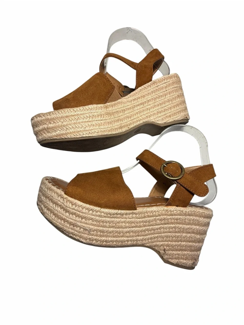 Sechelles Espadrille Suede Open-Toe Ankle Strap Wedge Sandals Sz 7.5